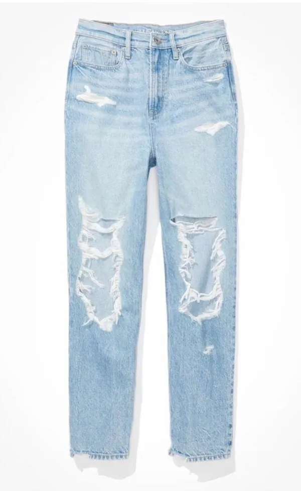 American Eagle Highest Rise 90s Boyfriend Distressed Jeans Denim 4 Regular - Image 5