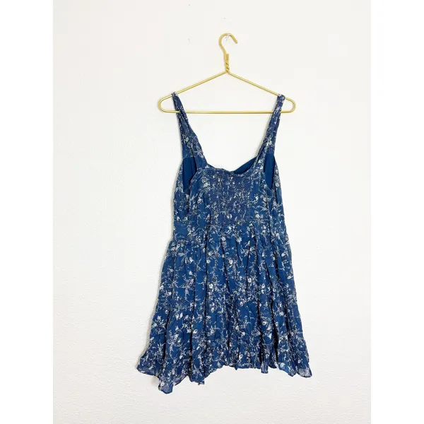 Free People Dance On The Blacktop Floral Mini Dress Size Large Blue Bohemian - Image 13