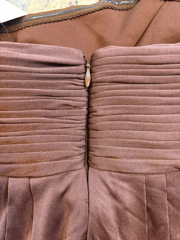 BCBGMaxAzria One-Shoulder Brown Draped Cocktail Dress - Image 6