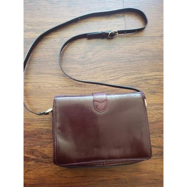 Bally Burgundy Leather Crossbody Bag Vintage Retro Quiet Luxury Designer - Image 2