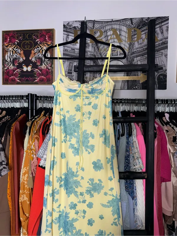 Selfie Leslie Fortune Lace Trim Floral Mesh Midi Dress Womens XL EUC - Image 6