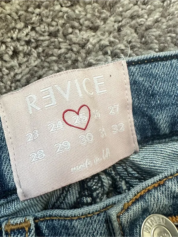 REVICE Blue High-Waist Straight Leg Star Jeans with Geometric Seams - Image 6