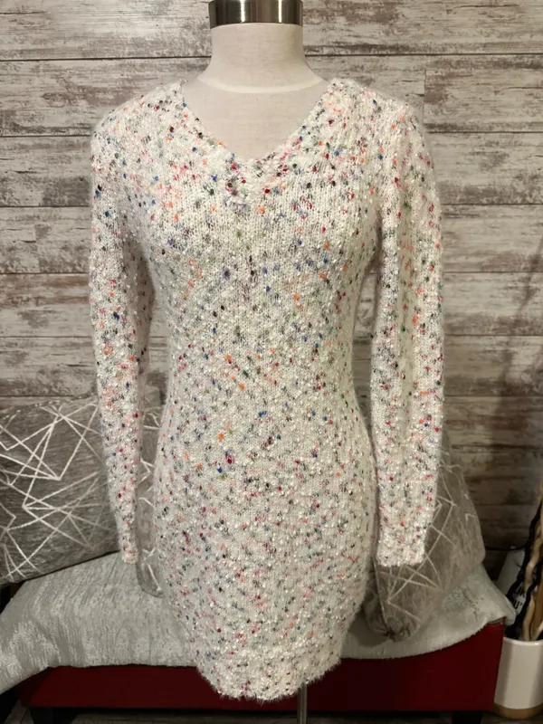 Long Sleeve Sweater Dress White - Image 6