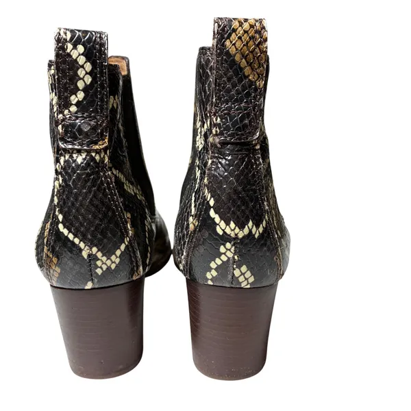 Western Snakeskin Embossed Leather Block Heel Ankle Boots Madewell 7.5 - Image 6
