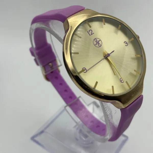 Fortune NYC Gold Tone Stainless Steel with Lavender Strap Women's Watch Working - Image 3