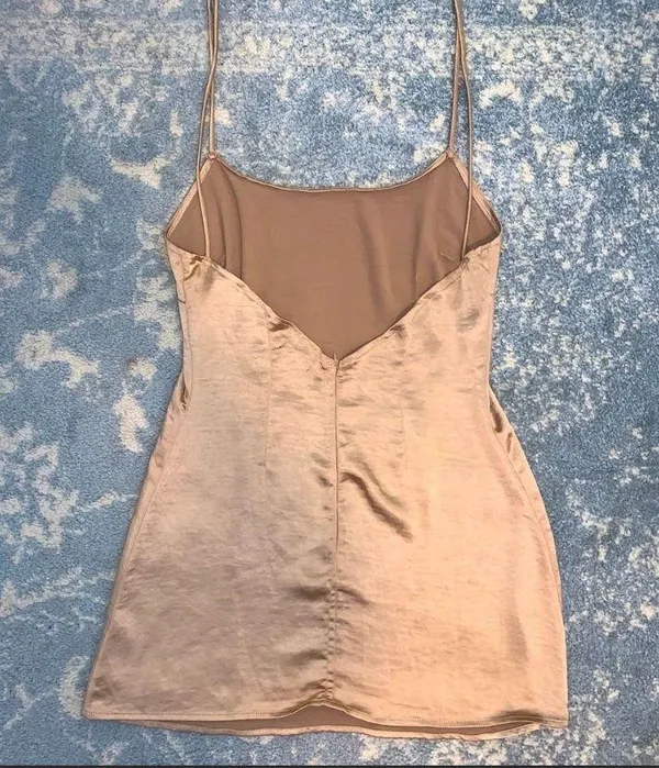 Nasty Gal Gold Satin Mini Dress - Image 3
