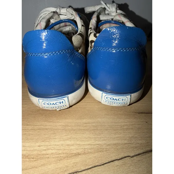 COACH Barrett Signature Canvas Sneakers Women's Size 7.5 Brown Khaki Blue L - Image 8