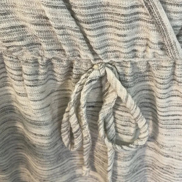 See You Monday Short‎ Sleeve Wrap Dress Gray Striped Drawstring Waist Size S - Image 4