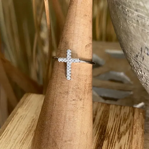 CZ Sterling Silver Cross 4 Silver - Image 4
