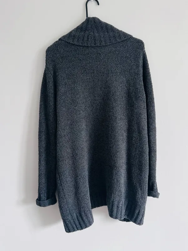 Merona Charcoal Hooded Open-Front Cardigan Sweater 2000s Boho - Image 3