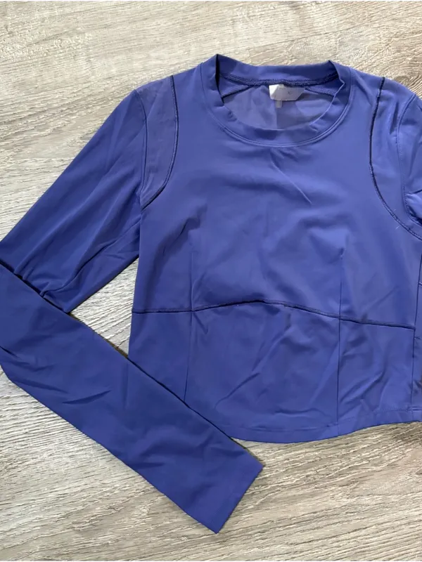 •CALIA• LONG SLEEVE CROP TOP Blue Size XS - Image 3