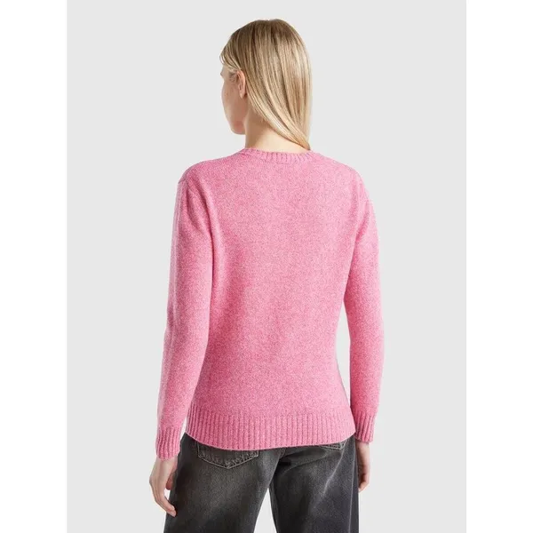 NEW H&M WOOL Sweater Medium Crew Neck Long Sleeve Ribbed Hem bubble gum pink - Image 3