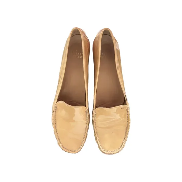 Stuart Weitzman Patent Leather Tan Loafer Driving Shoe Size 9 - Image 3