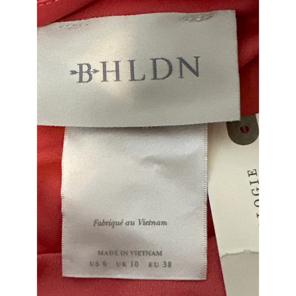 Anthropologie BHLDN Coral Dylan One Shoulder Satin Side Slit Gown Size 6 NWT‎ - Image 5