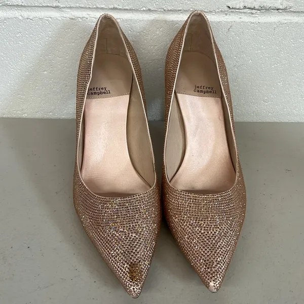 Jeffrey Campbell sz10 pink pointed toe rhinestone jewel heels shoes wedding prom - Image 2