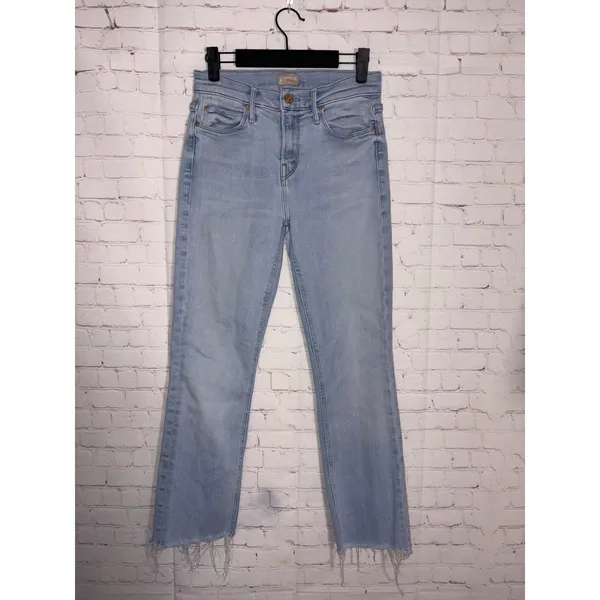 MOTHER The Mid Rise‎ Dazzler Crop Fray Jeans Sun Kissed Light Wash Size 25 - Image 4