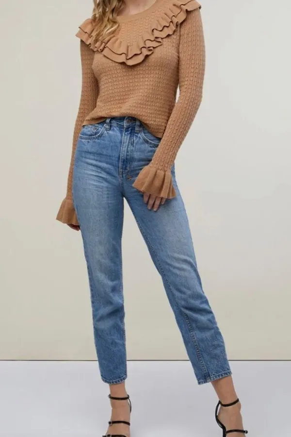 NWT Pointelle Ruffle Sweater Size XS - Image 4