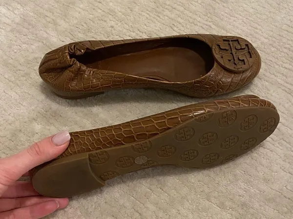 Brown Crocodile Print  Ballet Flats - Image 3