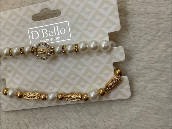 Gold & Pearl Beaded Bracelet Set - Image 4