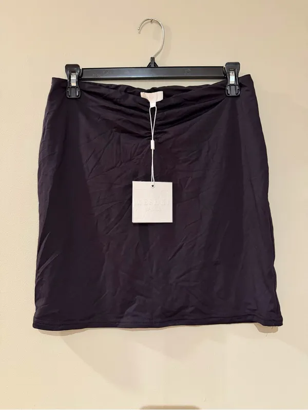 Meshki Black Kara Ruched Front Mini Skirt NWT - Image 2