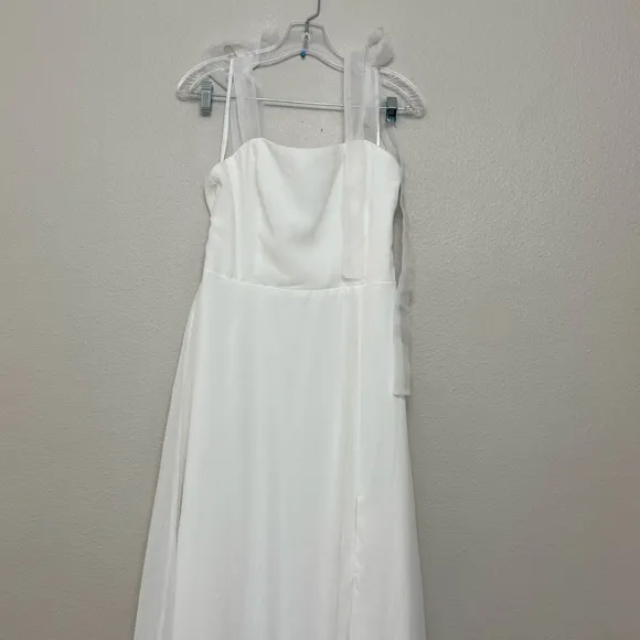 NEW Lulus Radiant Romance White Tie-Strap Maxi Dress Sz Large Wedding Bridal - Image 7