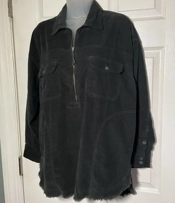 NWT Brown Corduroy Pullover 1/4 Zip Long Sleeve Top Shirt Casual XS - Image 2