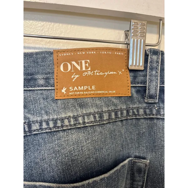 One Teaspoon Sz 26 Wide Flare Leg Bell Bottom High Rise Western Retro Blue Jeans - Image 3