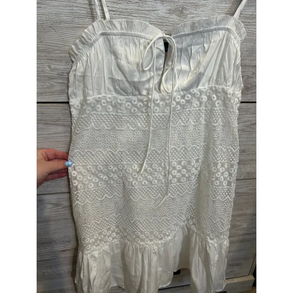 NWT Princess Polly Lindstrom Mini Dress White Lace Ruffle Summer US 6 - Image 4