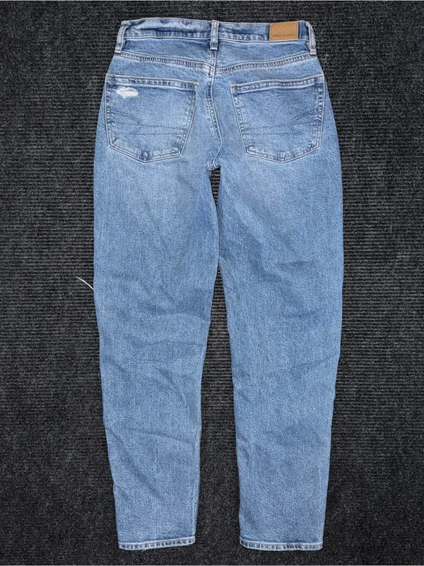 AE American Eagle 90s Straight Distressed Patched Jeans Strigid Denim Sz 00 R - Image 2