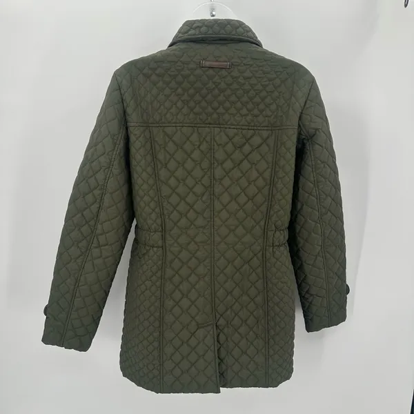 Lands End Quilted Jacket Women’s S TALL 6-8 Green Buttons - Image 3