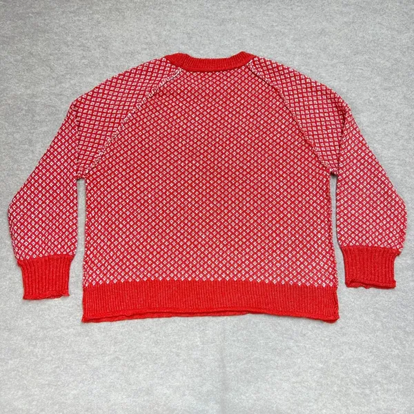 Staccato Womens Red White Geometric Knit Raglan Pullover Sweater Size L‎ Preppy - Image 2