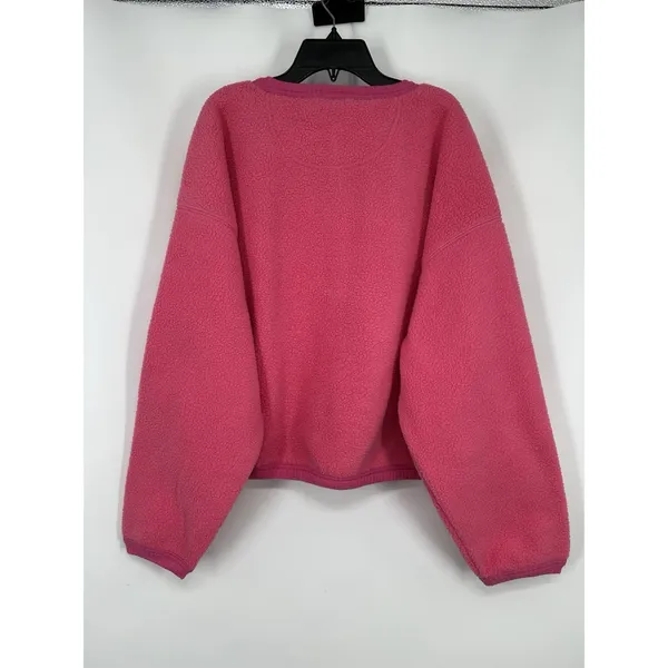 Free People Hug Me Sherpa Button Up Sweater Sangria Sunset Hot Pink Medium - Image 2