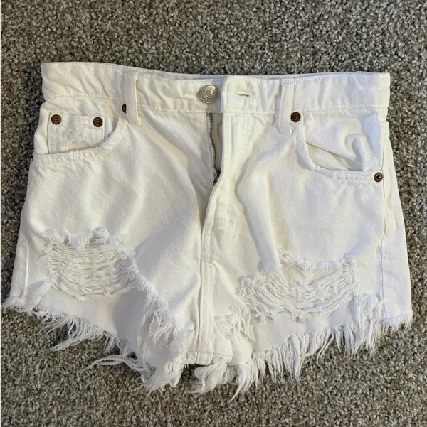 ZARA White Denim Shorts - Image 2