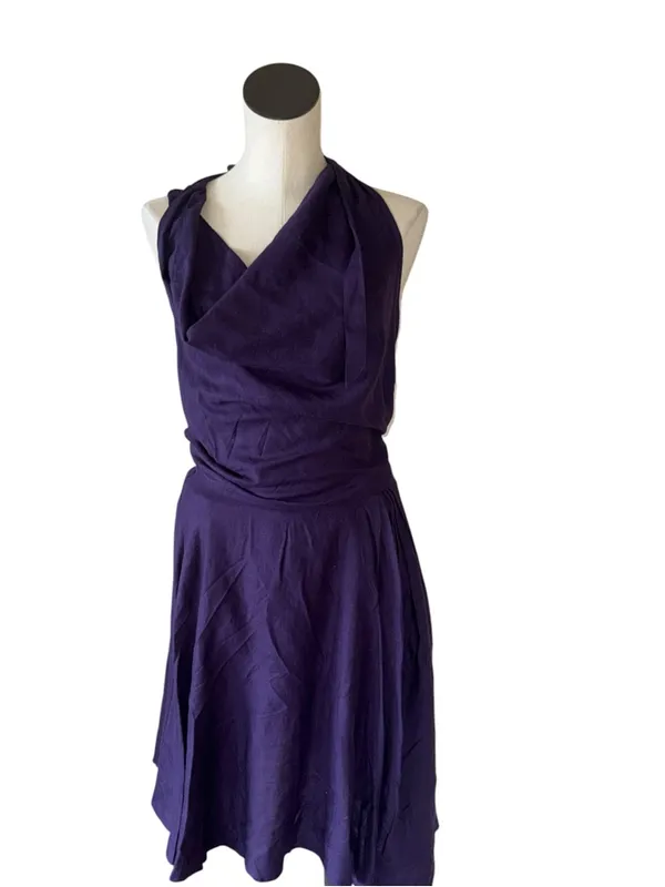 NWOT Free People Jayna midi dress halter Free-est Linen blend Dusty Plum M - Image 9