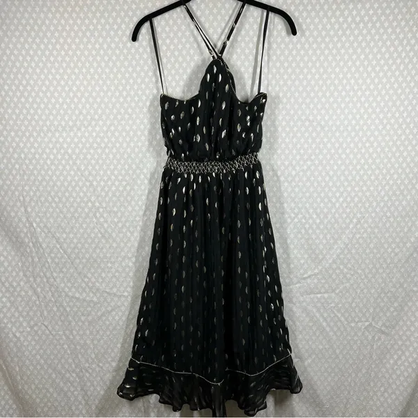 Revolve House Of Harlow Black Gold Leaf Print Halter Dress‎ - Image 6