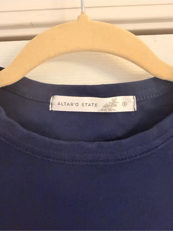 Altar'd State Navy 'Champagne Club' Baby Tee Size: small - Image 4