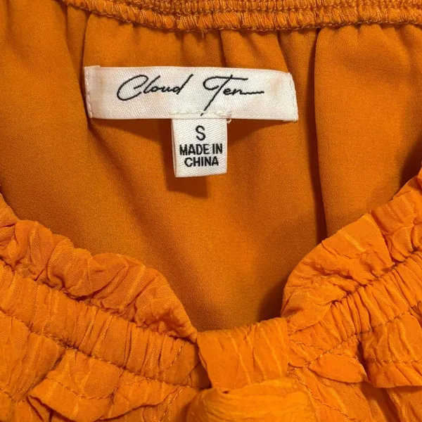 Cloud Ten Ruffle‎ Babydoll Top Women S Orange Boho Peplum Y2K Festival Cottage Romantic - Image 4