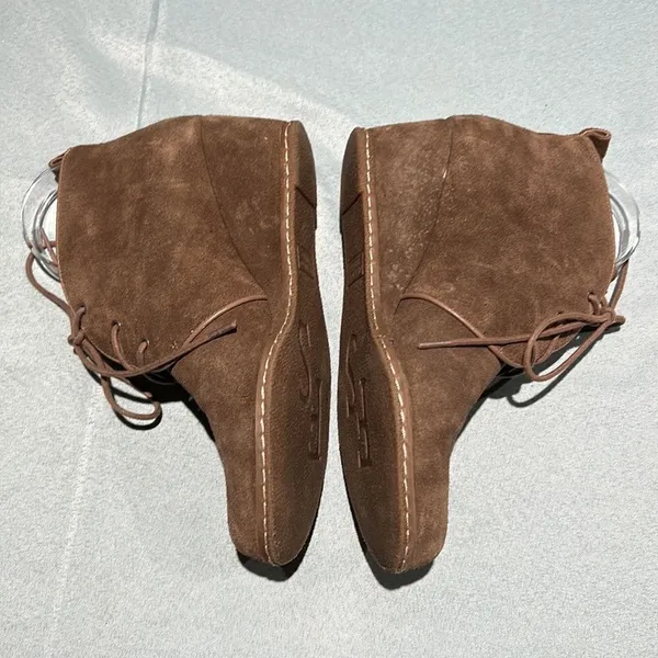 Franco Sarto Annabelle Tan Suede Lace Up Wedge Booties Women’s Size 8 B46‎ - Image 7