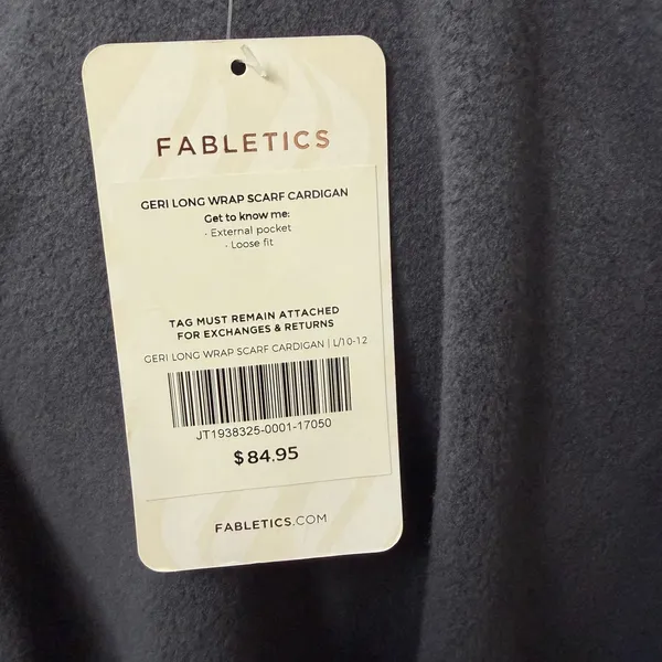 Fabletics Geri Long Wrap Cardigan Size Large NEW Cozy Soft Fleece Attached Scarf - Image 5