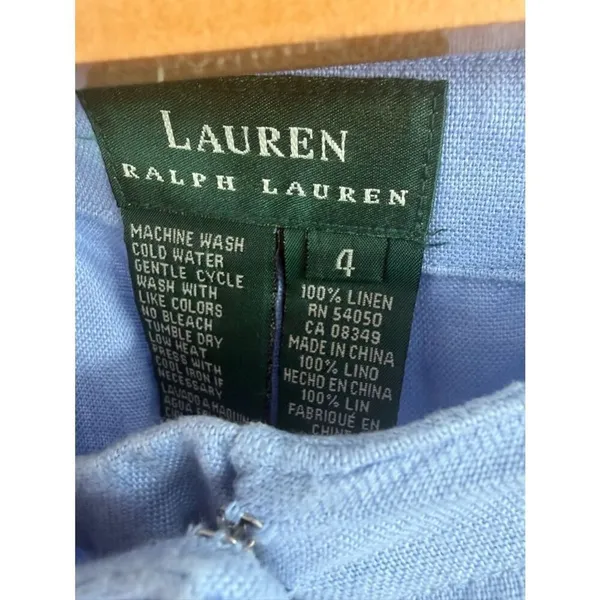 Ralph Lauren vintage linen wide leg cropped patch pocket blue pant women’s 4 - Image 2