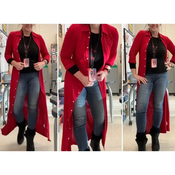 Polo Ralph Lauren Red Midi Shirt Dress MEDIUM Duster Preppy Jersey Designer $300 - Image 8
