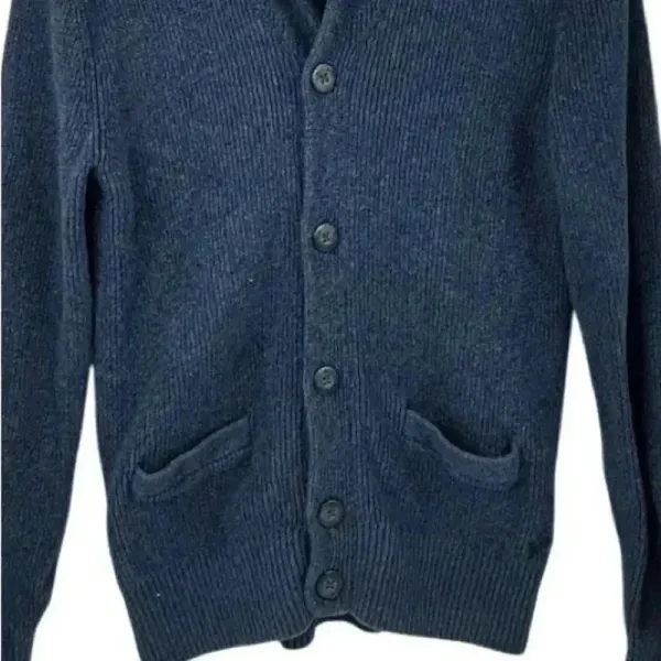 American Eagle Men's Shawl Collar Cardigan Sweater Blue‎ Size M - Image 3