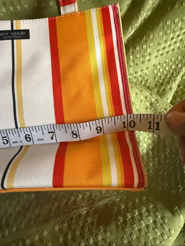 kate spade Yellow, Orange & Red Striped Canvas Tote NWOT - Image 9