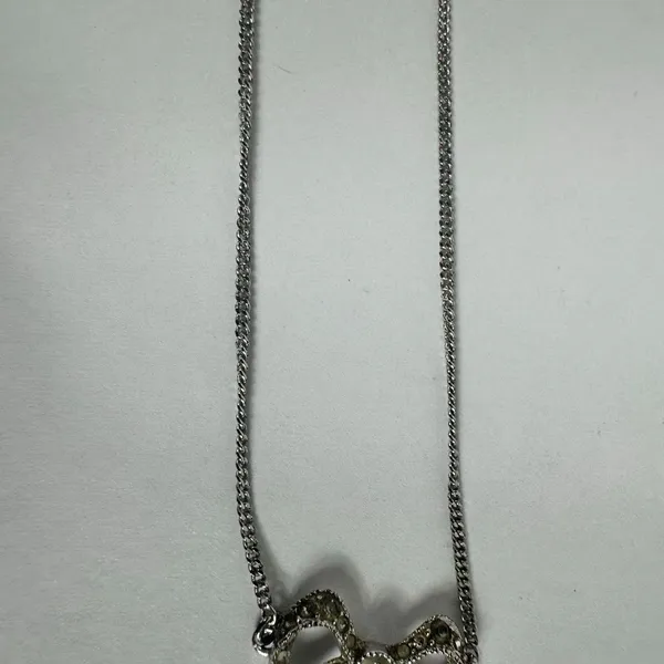 Christian Dior Letter “D” Y-Drop Silver Tone Rhinestone Pendant Necklace - Image 6