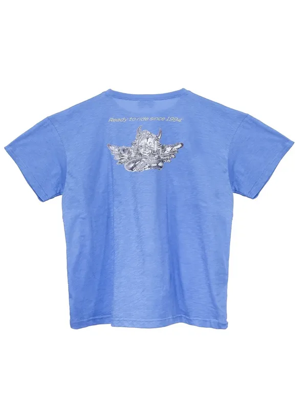 Boys Lie Blue Top with Orange White Lettering - Image 3