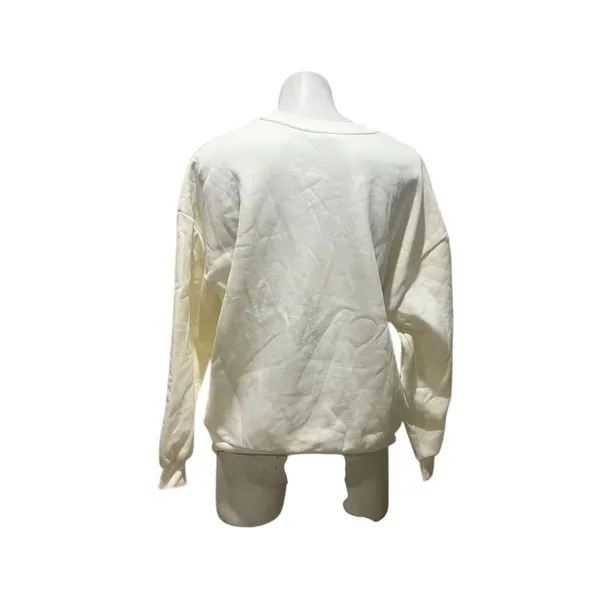 Francesca's Women's M Beige Love Embroidered Long Sleeve Sweatshirt - Image 10