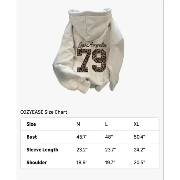 NEW Leopard Number Y2K Hoodie Long Sleeve Drawstring Graphic Sweatshirts XL - Image 4