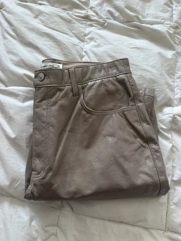 Abercrombie 90s straight leather pants - Image 2