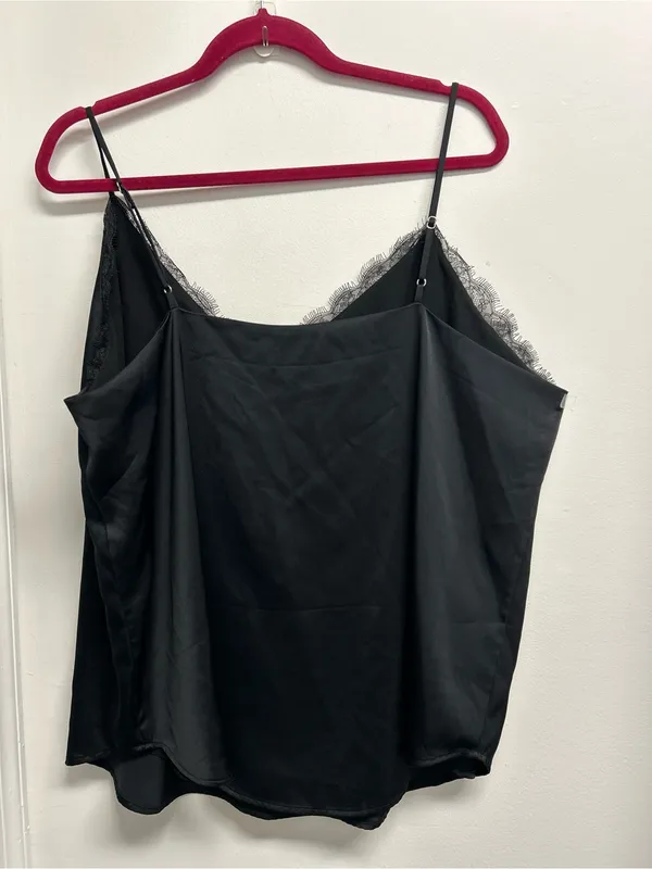 Express Black Eyelash Lace-Trim Cami Tank Top - Image 3