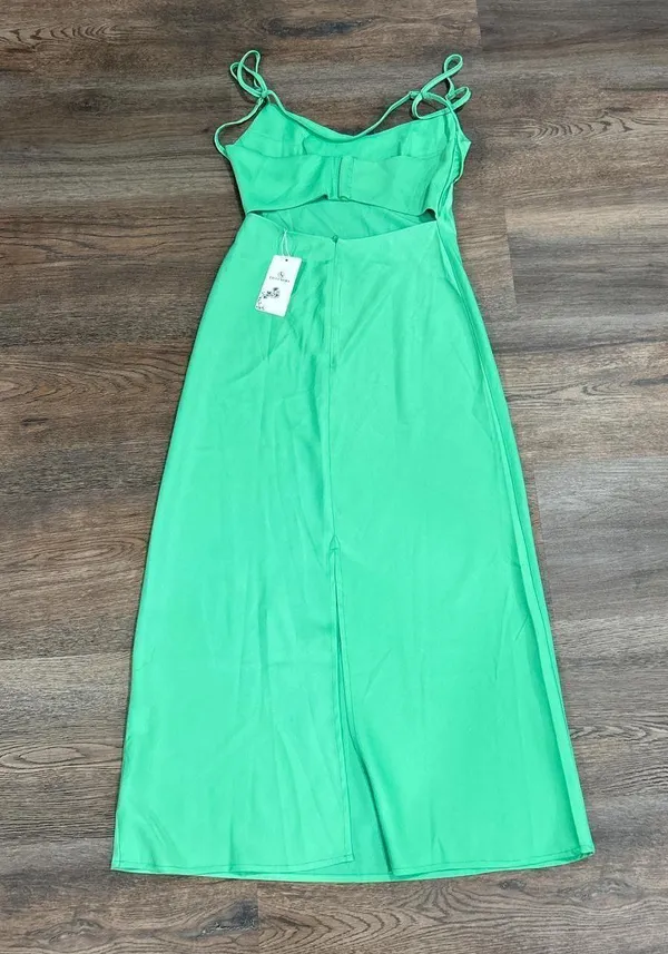 NWT Green Satin Maxi Dress - Image 5